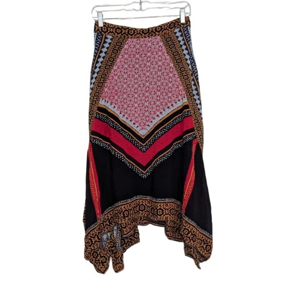 Free People Bedouin Traveler Maxi Skirt Womens Size Small Black Bohemian Scarf - Picture 1 of 9